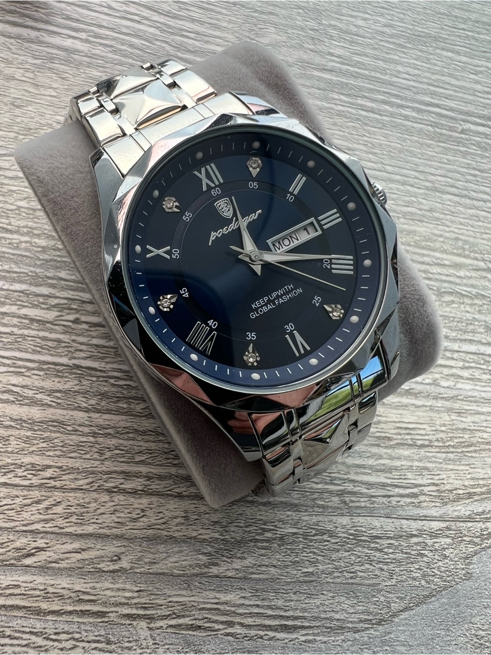 Poedegar Silver Stainless Steel Watch with Blue Dial - Picture 2 of 7